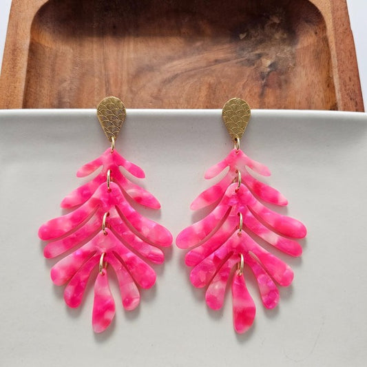 Palm Earrings - Hot Pink