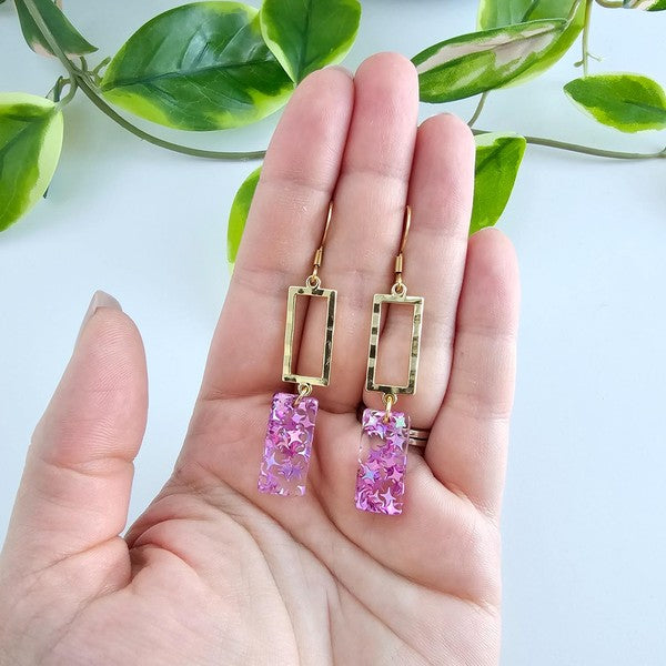 Raya Earrings - Pink Glitter